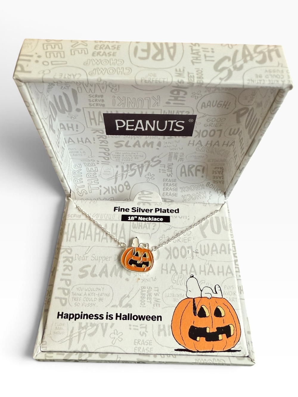 Peanuts BaubleBar Snoopy Orange Pumpkin Pendant Necklace Halloween NIB